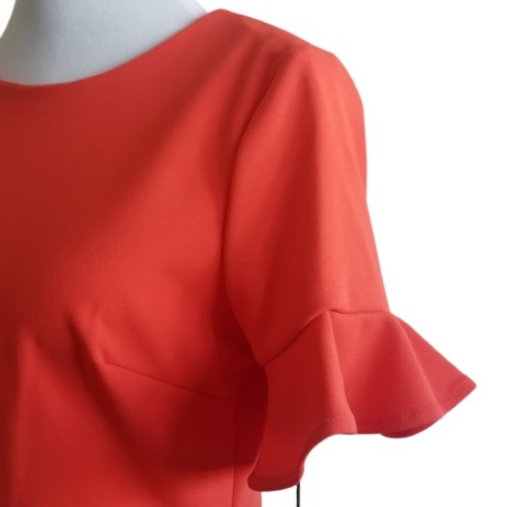 🆕️⬇️Calvin Klein Orange Flutter Sleeve Sheath Dress - Picture 3 of 15
